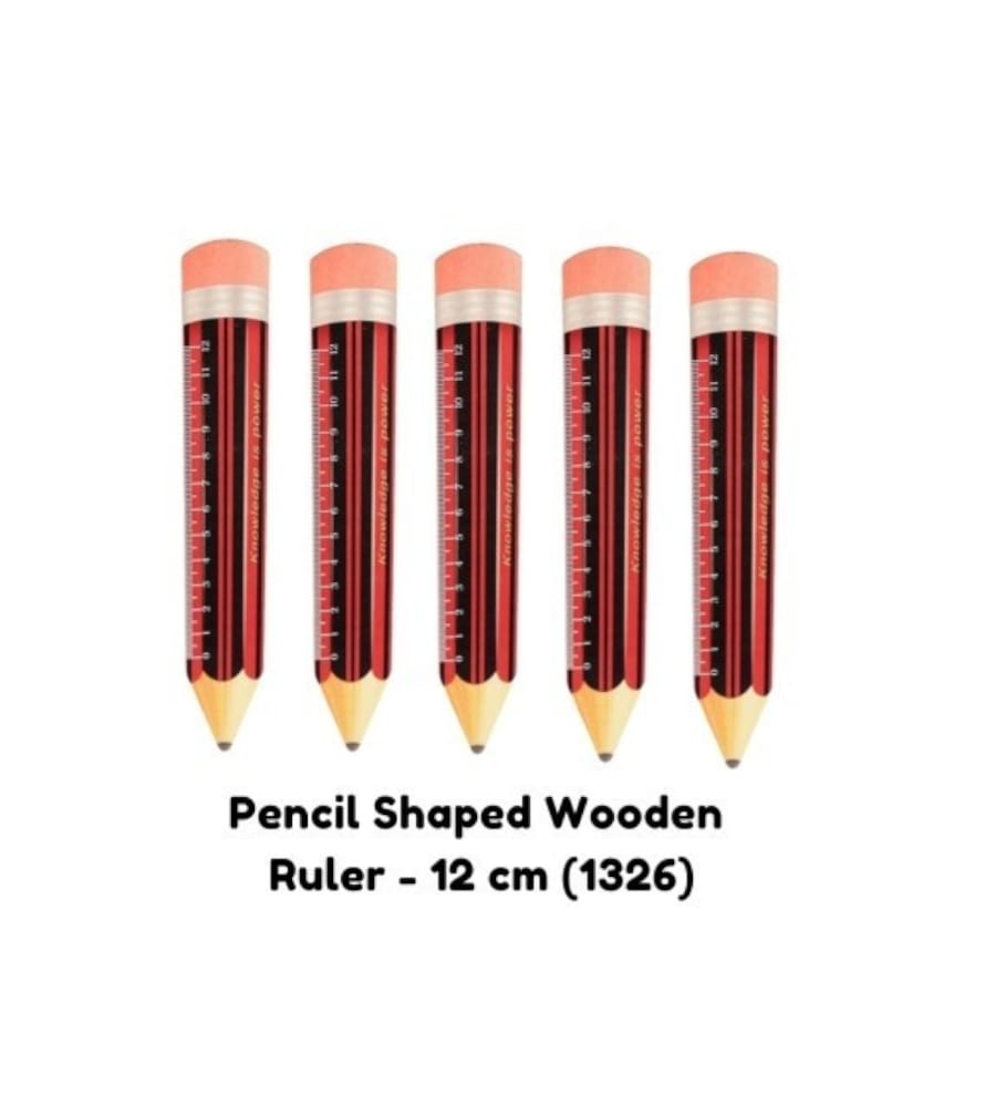 Pencil Shaped Wooden Scale - 12cm (Single Piece)